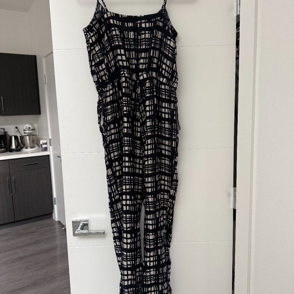 Madewell Bodysuit Jumpsuit | Navy and Ivory Beige | Small